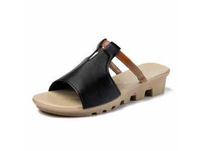 Sapato Feminino Promotion Summer New Fish Mouth Slippers Female Low heeled Soft Bottom Toe Sandals Wild Comfortable And 24