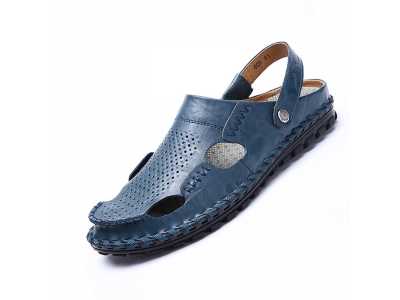 Summer New Breathable Beach Sandals Men Genuine Leather Slippers Elastic Sneakers Sandals Causal Shoes Male Flip Flops