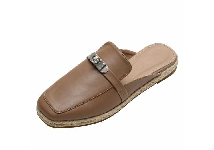 Summer Retro Women Shoes Summer New Flat Slippers Genuine Leather Sandals Ladies Soft Outdoor Moccasins Flip Lops