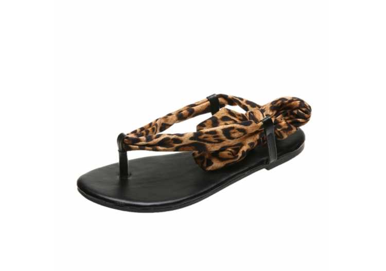 Sexy Leopard Print Women Summer Flip Flops Flats Sandals Slippers Casual Shoes Ankle Strap 2021 New Designer Low Heels Shoes