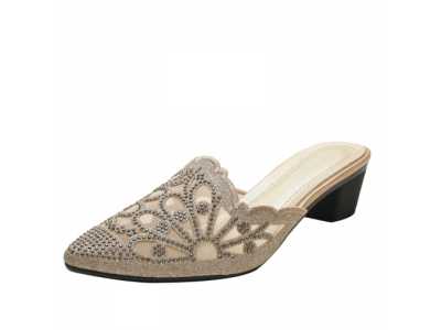 Women's Flats Pointed Toe Loafers Slip on Mules Slippers Platform Casual Female Shoes Hollow Out Rhinestone Shoes Ladies
