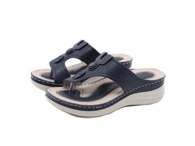 New thick soled slope heel slippers European and American fashion hollow summer female gladiator beach slippers T777 3