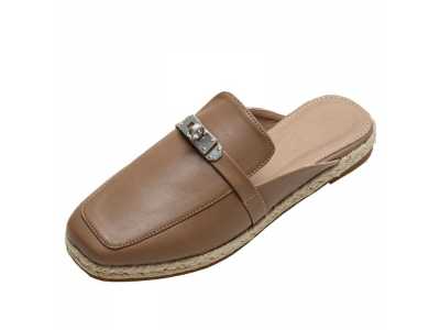 Summer Retro Women Shoes Summer New Flat Slippers Genuine Leather Sandals Ladies Soft Outdoor Moccasins Flip Lops