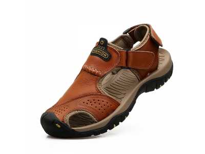 2021 Men Summer Sandals Genuine Leather Casual Shoes Man Roman Style Beach Sandals Brand Men Summer Shoes Big Size 38 44