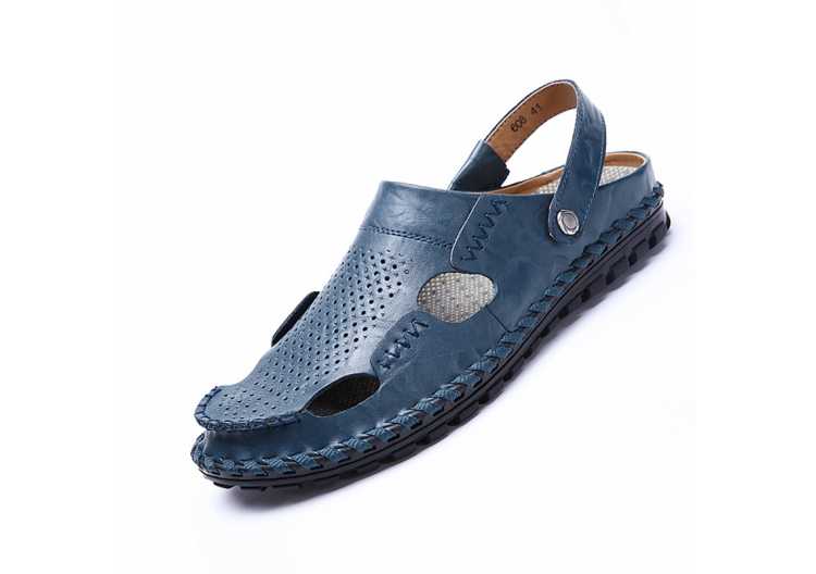 Summer New Breathable Beach Sandals Men Genuine Leather Slippers Elastic Sneakers Sandals Causal Shoes Male Flip Flops