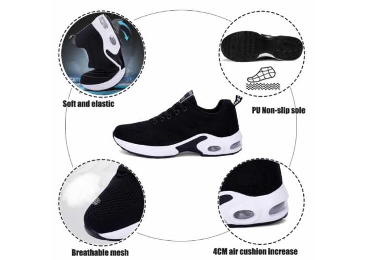 2021 Women Running Shoes Air Cushion Height Increase Sports Sneakers Lightweight Breathable Mesh Female Walking Lace Up Shoes