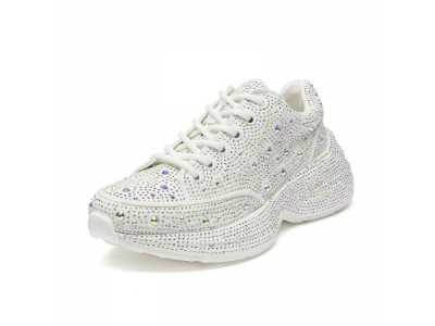 Sneakers Women Trend 2022 New Spring Platform Lace Up Rhinestone Women Casual Shoes Fashion Shiny Ladies Shoes
