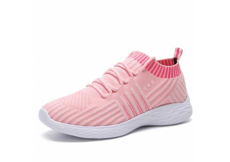 Women Knitted Sock Shoes Flats Breathable Basket Sneakers Ladies Trainers Flat Shoes Pink Casual Lightweight Vulcanize Shoes