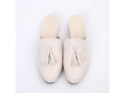 Women Tassel Mules Woman Fashion Leather Women's Low Heels Outdoor Slippers Ladies Slip On Closed Toe Female Casual Shoes