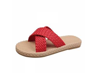 Sandals and Slippers Women Summer New Bohemian Woven Cross shaped Outer Wear Non slip Sandals and Slippers Women Shoes