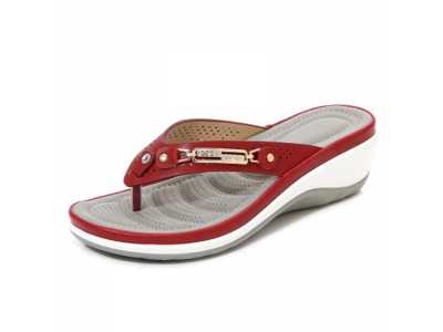Summer Flip Flops Women Slippers Metal Decoration Slides Woman Wedges Ladies Casual Beach Footwear Indoor Outdoor Shoes