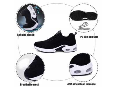 2021 Women Running Shoes Air Cushion Height Increase Sports Sneakers Lightweight Breathable Mesh Female Walking Lace Up Shoes