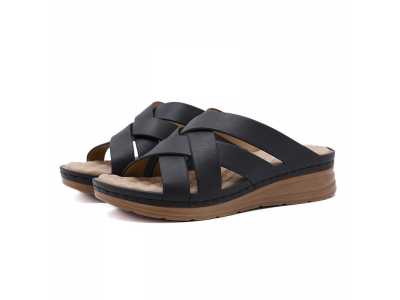 New comfortable leisure wind sandals cross massage slope heel fashionable women's sandals beach shoes T1138 2