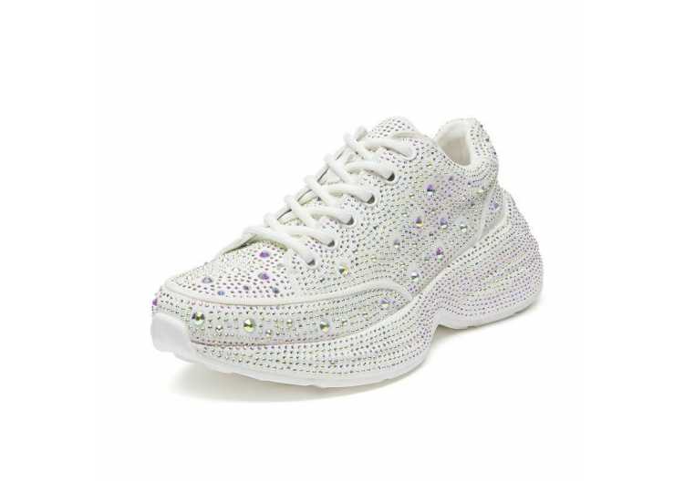 Sneakers Women Trend 2022 New Spring Platform Lace Up Rhinestone Women Casual Shoes Fashion Shiny Ladies Shoes
