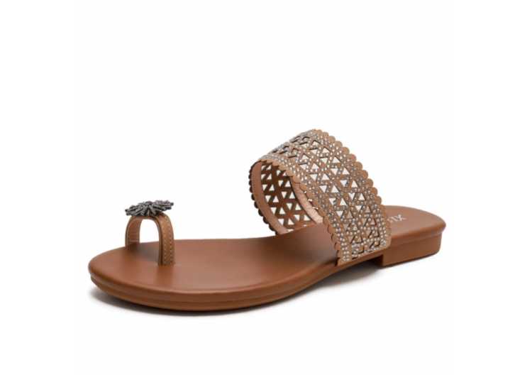 2021 Summer New Casual Fashion All match Thin and Simple Ladies Rear Zipper Open Toe Roman Flat Sandals Zapatos De Mujer