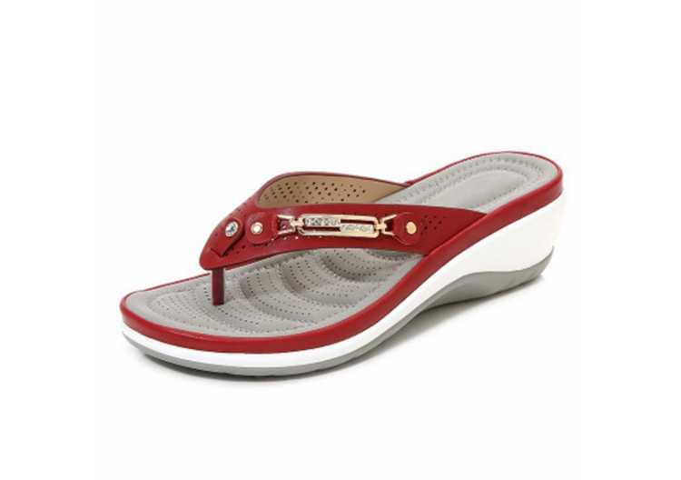 Summer Flip Flops Women Slippers Metal Decoration Slides Woman Wedges Ladies Casual Beach Footwear Indoor Outdoor Shoes