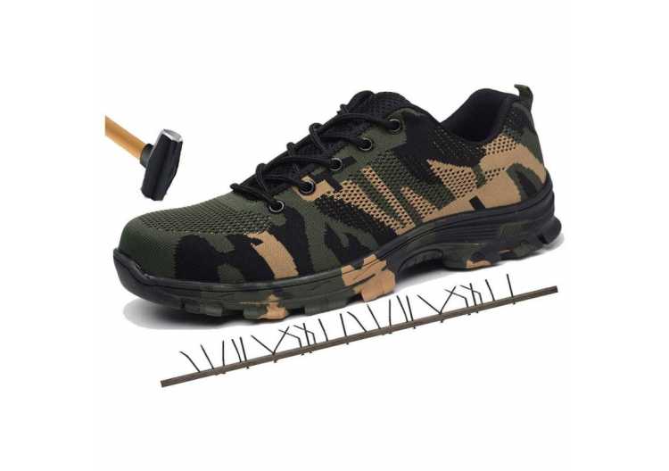 New Men Ankle Boots Outdoor Plus Size Steel Toe Cap Work Boots Shoes Men Camouflage Puncture Proof Safety Shoes Breathable