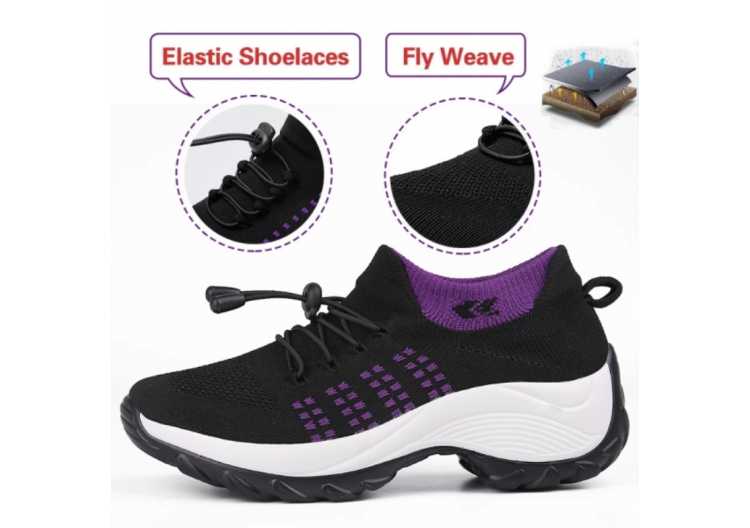 Women Tennis Shoes 4cm High Heels Sports Shoes Breathable Mesh Slip on Female Sock Footwear Outdoor Thick Bottom Women Sneakers