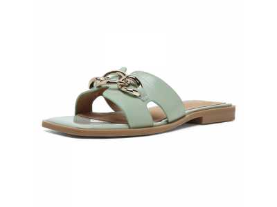 Fashion Chain Genuine Leather Flat Sandals Women Summer Casual Shoes Ladies Sandales Femmes 茅t茅 nouveau 2021 Sandalias Mujer